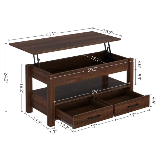 Eoghan Lift Top Coffee Table with 2 Drawers
